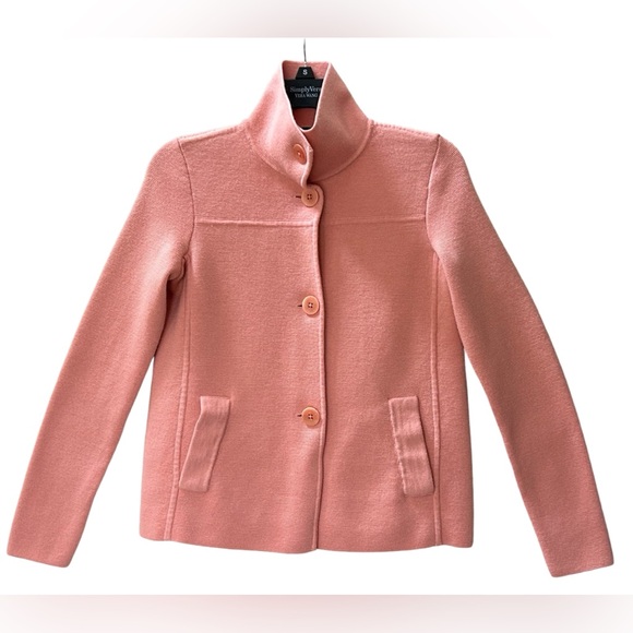Talbots Pure Merino Wool Knit Salmon Pink Button Cardigan Sweater Women's Size P - Picture 2 of 10